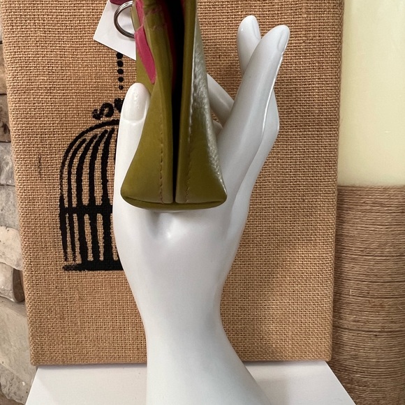 New ILI Kiss green & pink leather small zip pouch - Picture 3 of 11